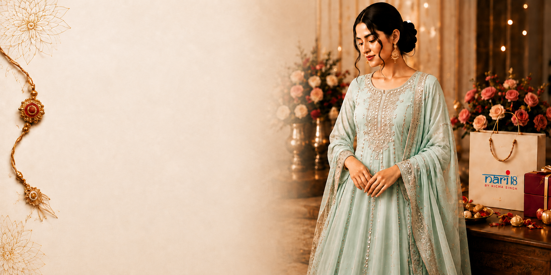 Nari18 Rakhi Edit 2026 — festive unstitched suit sets