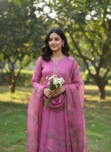 Royal Rose Pink Cotton Suit - Premium Unstitched Suit Material for Women