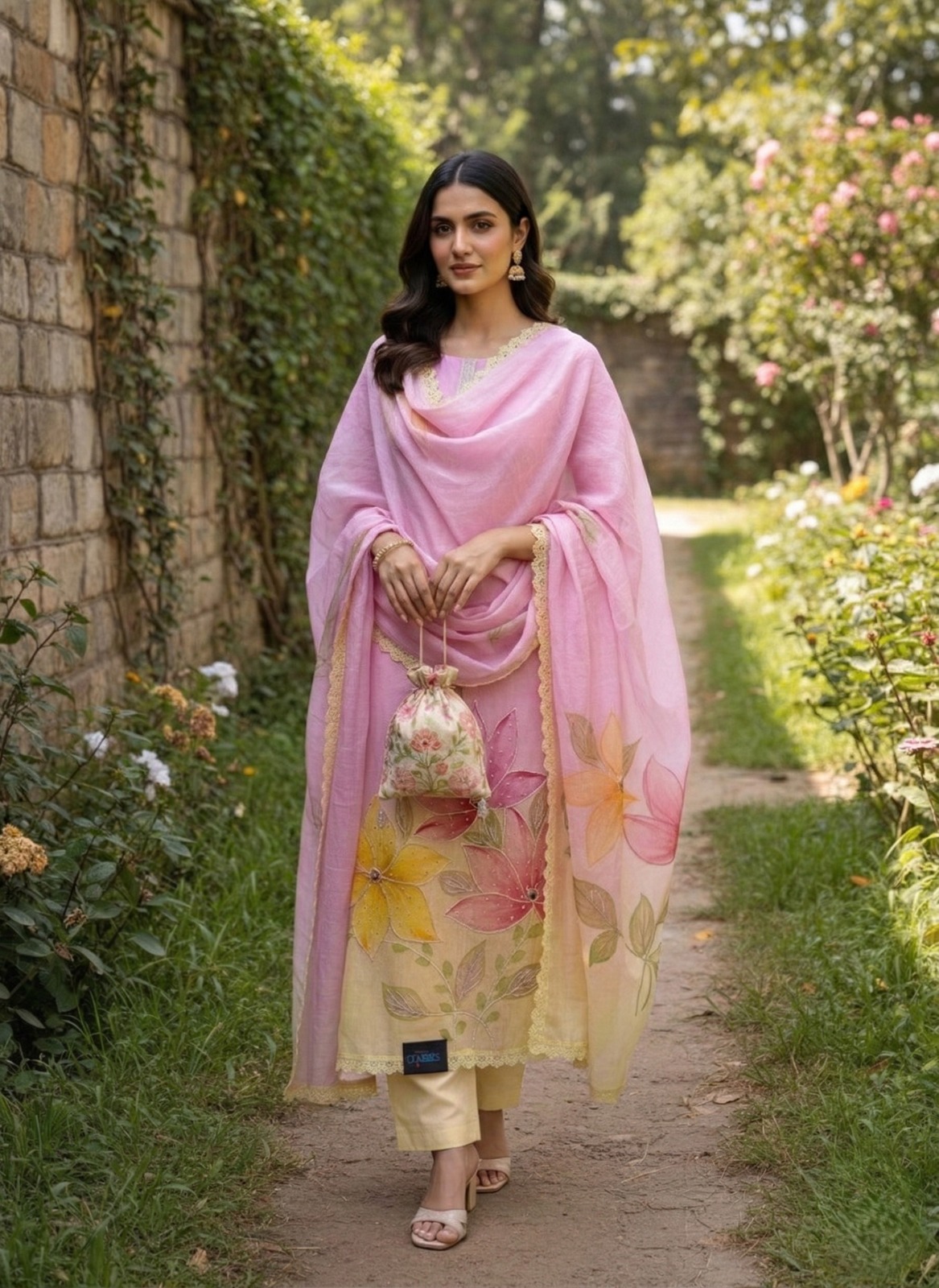 Hand-Painted mul cotton Suit Set 