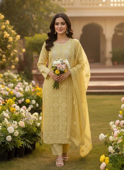 Pure Georgette Chikankari Unstitched Suit Material - Elegant Georgette Chikankari Suit