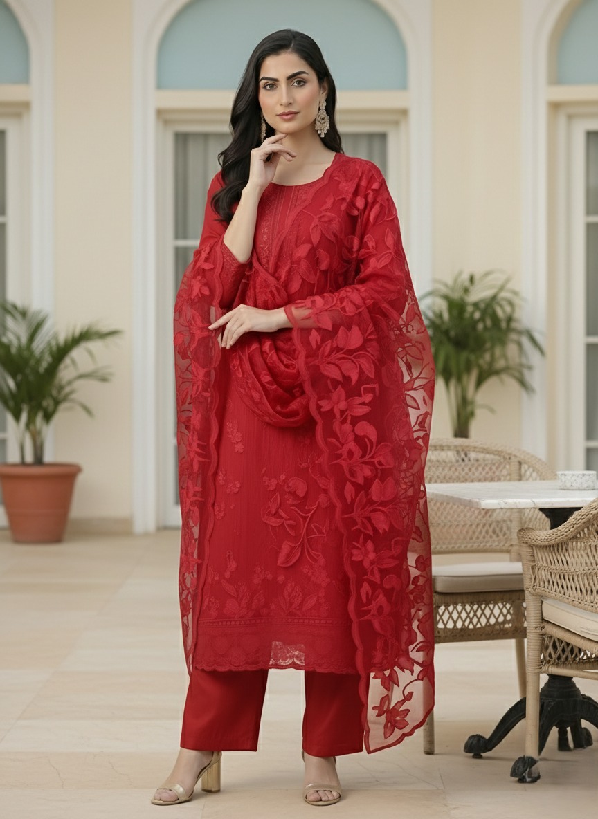 Elegant Deep Wine Red Suit 