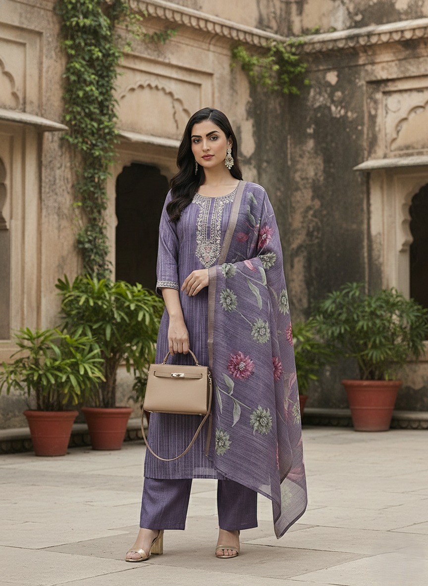 Premium Lavender Silk Suit 