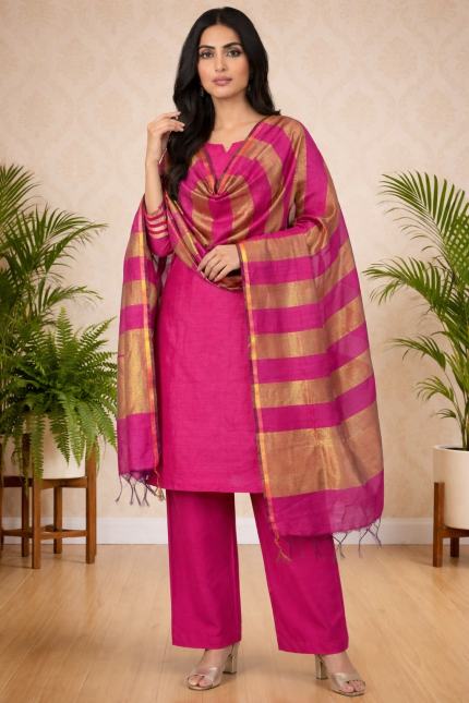 Banarasi Cotton Suit - Premium Unstitched Suit Material for Women