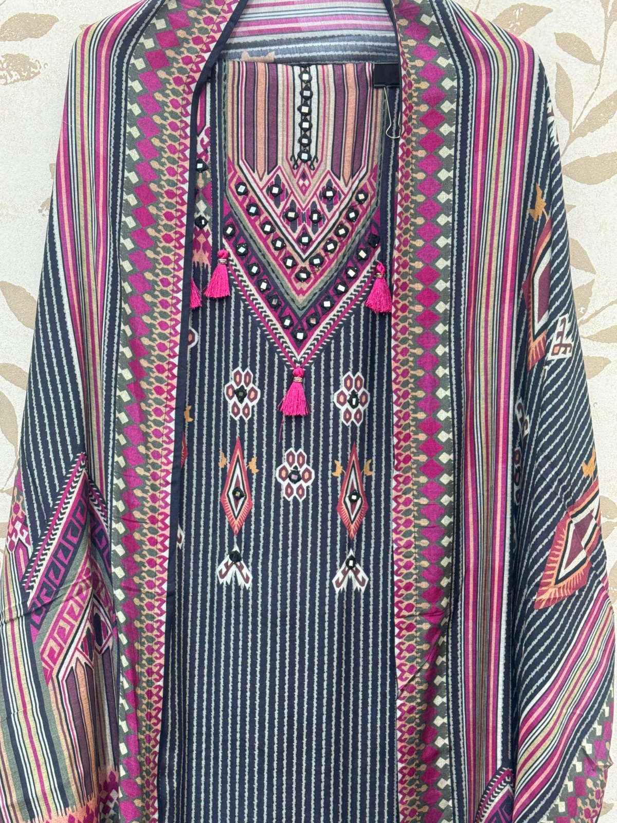 Soft Black Mul Muslin Suit - Premium Unstitched Suit Material for Women view 2