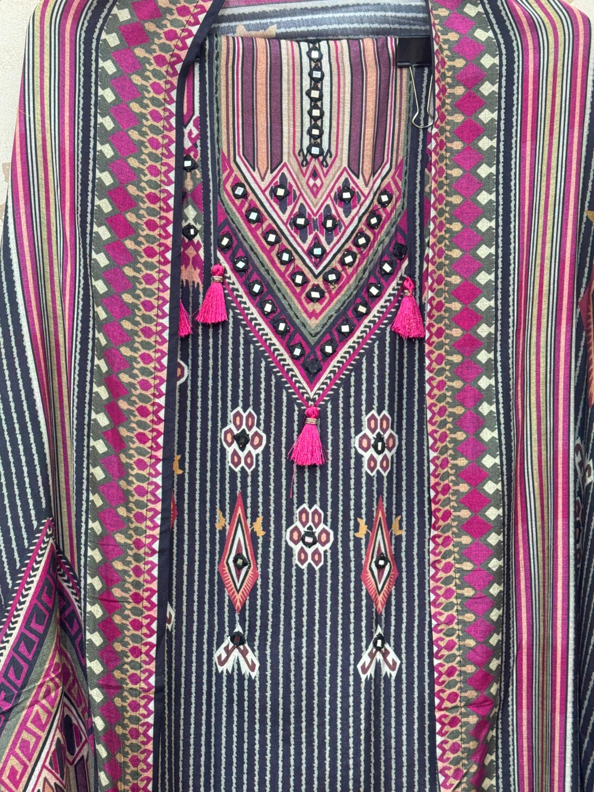 Soft Black Mul Muslin Suit - Premium Unstitched Suit Material for Women view 3