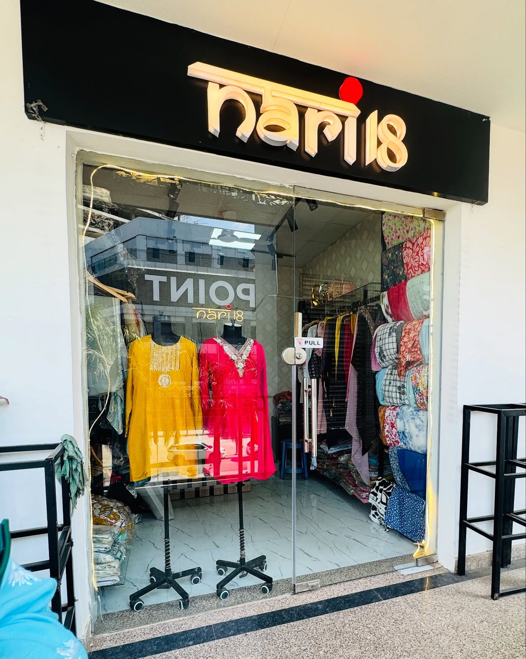 Elegant ethnic wear display in boutique