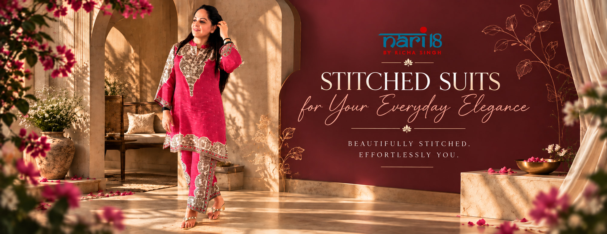 Nari18 stitched suits for your everyday elegance — beautifully stitched, effortlessly you.