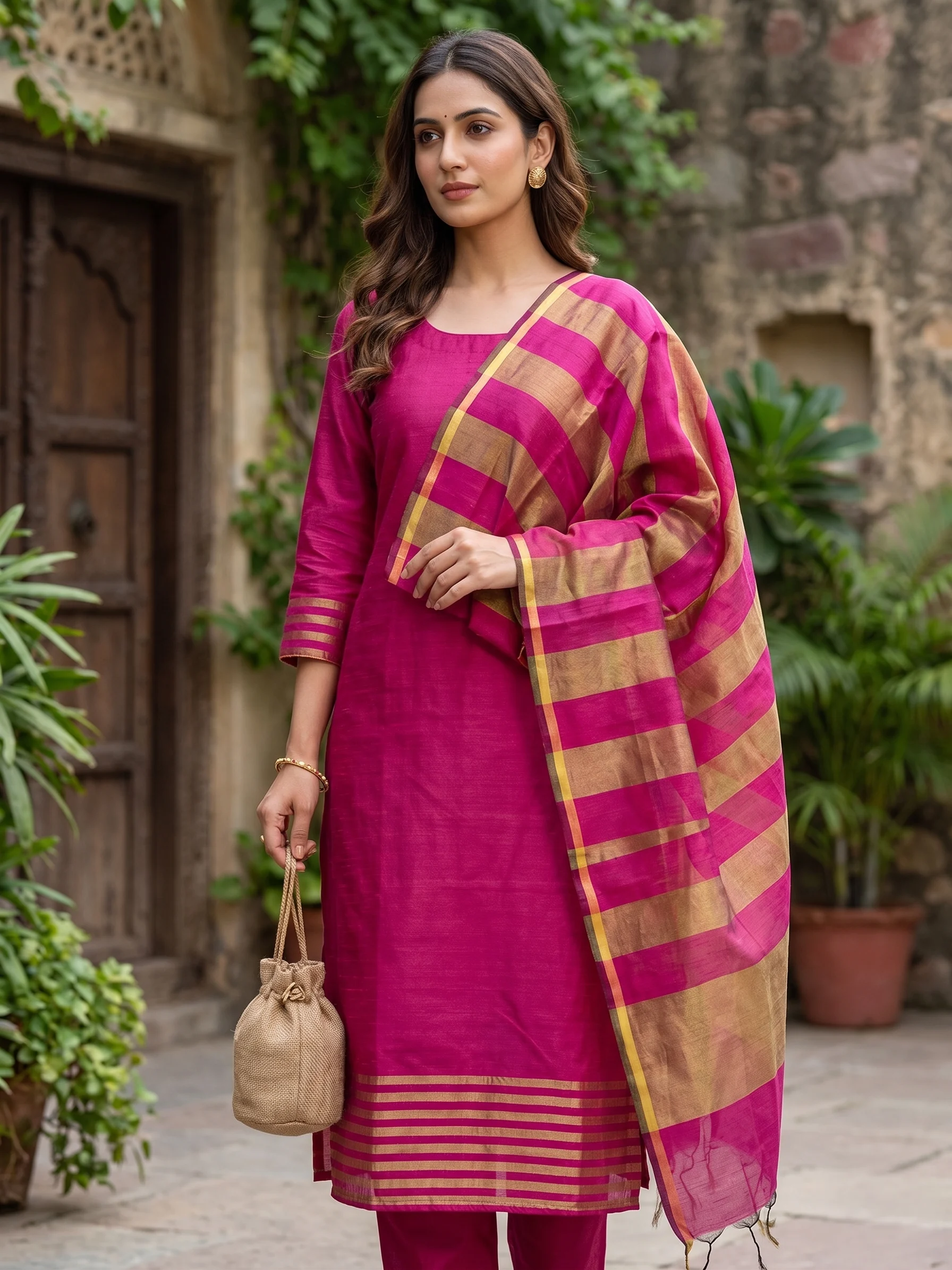 Banarasi Cotton Suit - View 1