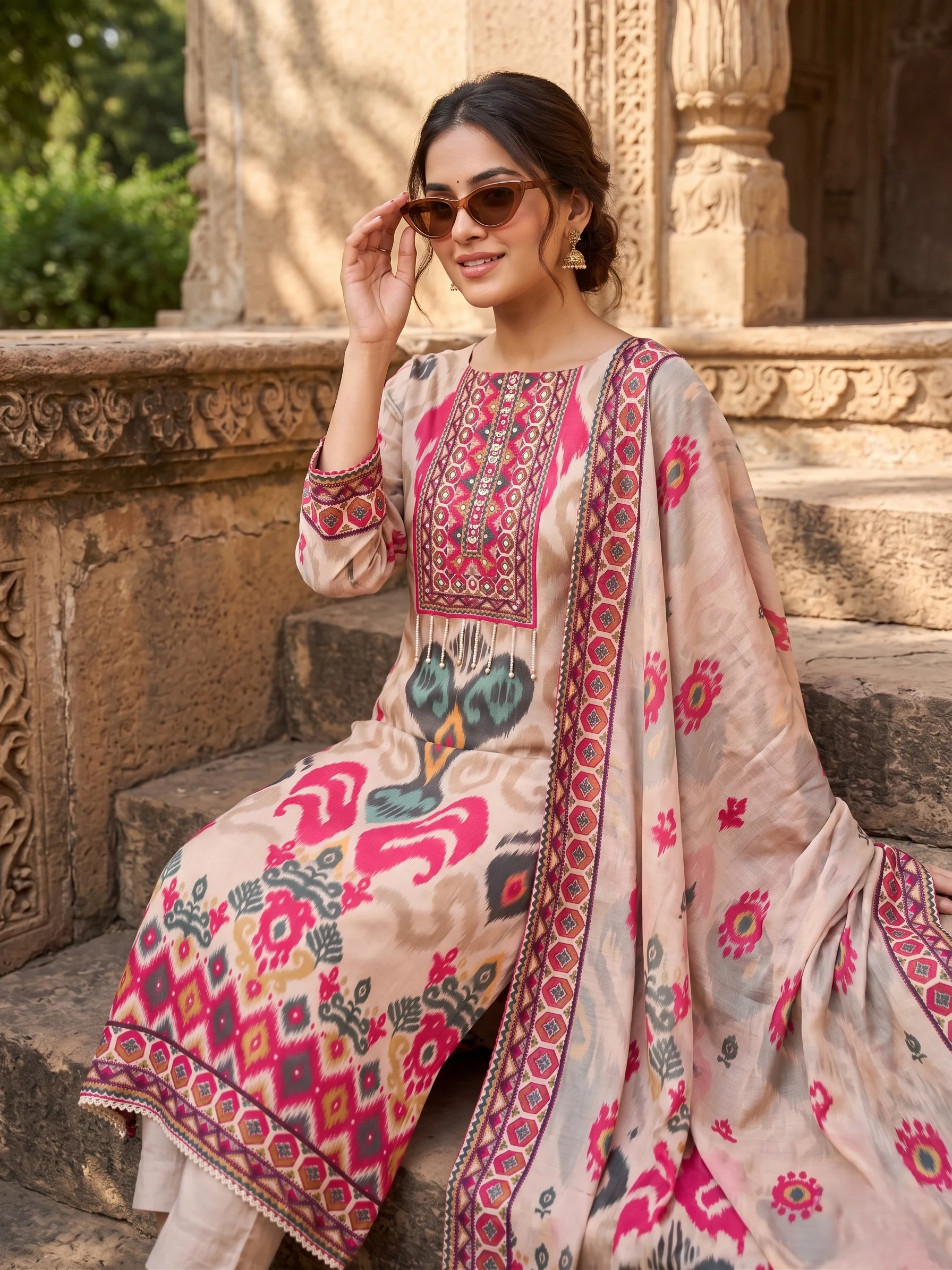 Designer Muslin Cotton Printed Suit — Designer Muslin Cotton Printed Suit — Nari18 Unstitched Suit