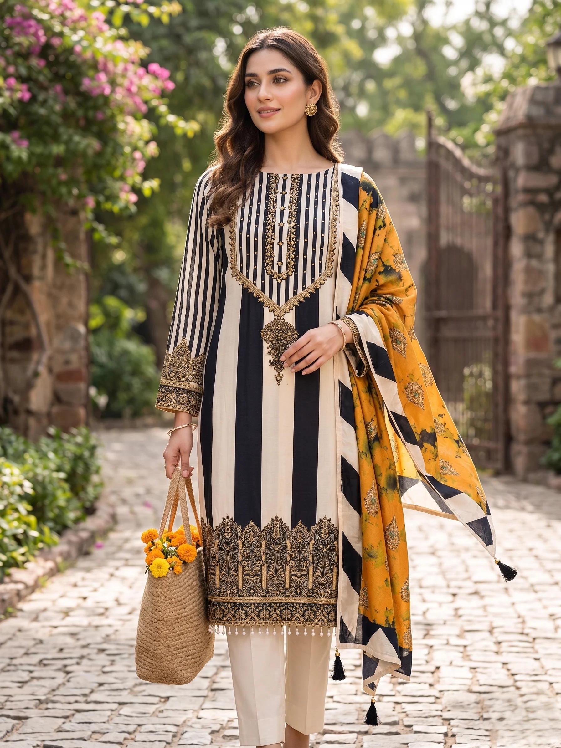 Designer Muslin Printed Suit — Designer Muslin Printed Suit — Nari18 Unstitched Suit