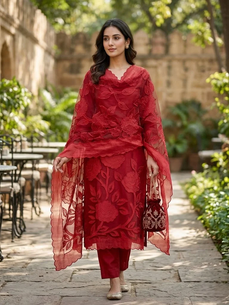 Elegant deep wine red suit - View 1