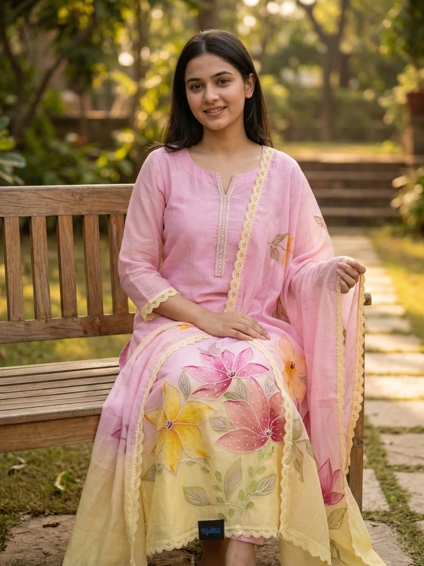 Hand-Painted mul cotton Suit - View 1