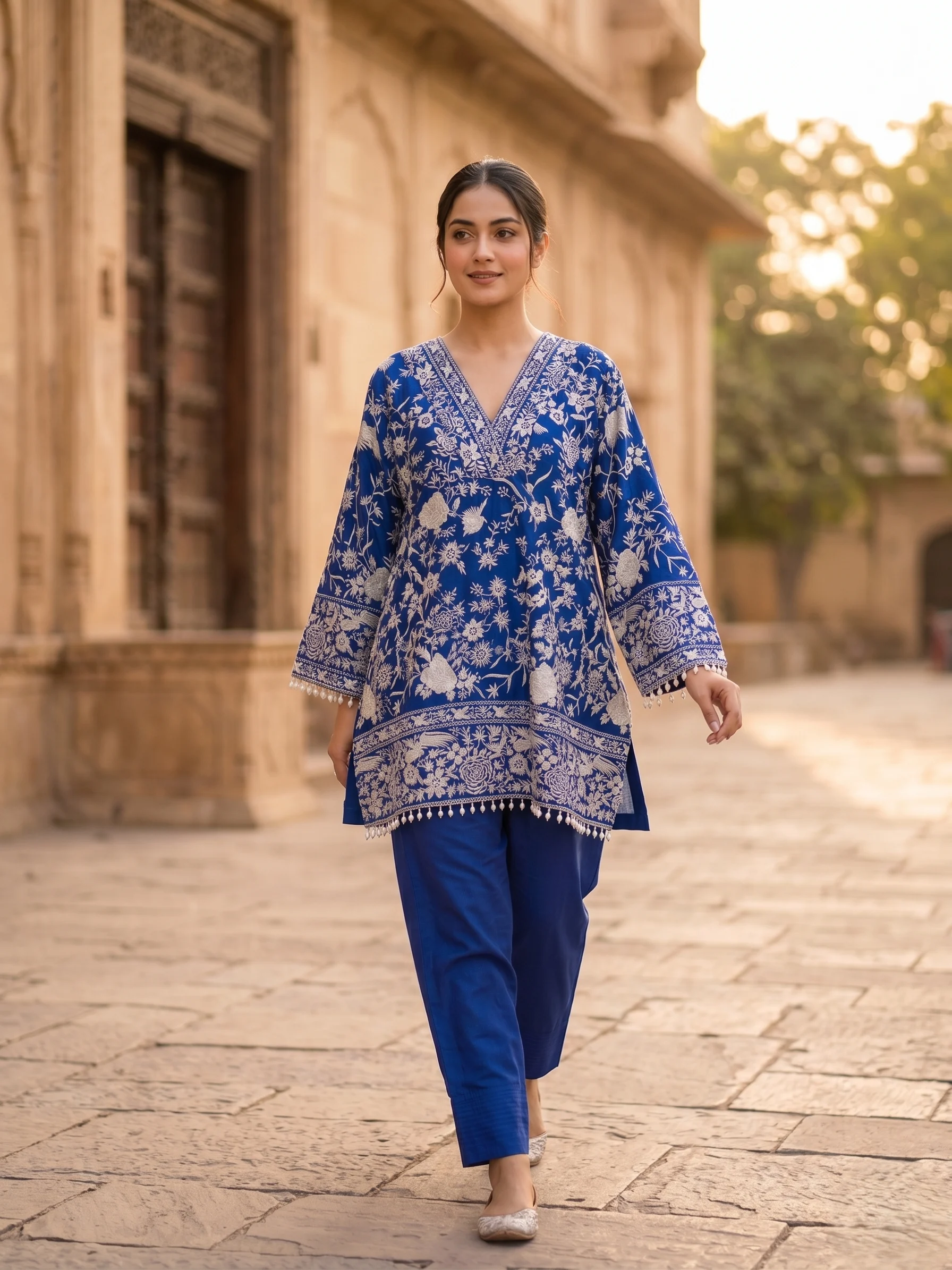 Royal Sapphire Embroidered Co-ord Set — Royal Sapphire Embroidered Co-ord Set — Nari18 Unstitched Suit