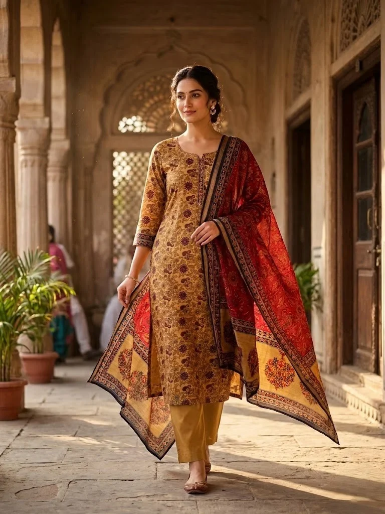 Warm Mustard-Beige Suit - View 1